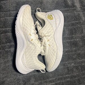 White and Gold Athletic Sneakers